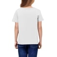 thumbnail image 3 of T-Shirts for Girls Ages 4-12 Solid Color Short Sleeve Round Neck Summer Casual Tops White 160, 3 of 3