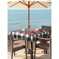 thumbnail image 4 of Square Outdoor Tablecloth with Umbrella Hole Independence Day Outside Table Cloth Waterproof Patio Table Cover Patriotic Flag Day Red Truck Black Plaid Zipper Tablecloths for Picnic 54x54 Inch, 4 of 8