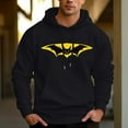 thumbnail image 6 of Men's 330g 100% Cotton Pattern Terry Dropped Shoulder Hoodie-Black Bat, 6 of 15