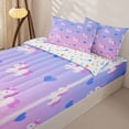 thumbnail image 3 of Metsweet Cartoon Unicorn Zipper Twin Comforter Sets with Fitted Sheet and 2 Pillowcases, Love Heart Gradient Zipper Bedding Set, Pink Blue Purple,4-Piece, 3 of 6