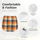 thumbnail image 4 of Balery Warm Orange Plaid Pantalones cortos deportivos para mujer con forro y dos bolsillos, elásticos, para entrenamiento, gimnasio, yoga-X-Large, 4 of 7