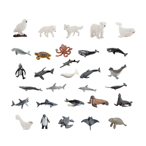 30 Piezas Figuras de Animales del Océano Regalo Estatuas en Miniatura Realistas Marinas Animales Marinos Figuras de Animales Marinos