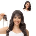 thumbnail image 4 of BadyminCSL Clip In Bangs All Real Hair Semi-Hand-Woven Brown Black Bangs Fringe with Temples Hairpieces for Women Curved Bangs for Daily Wear, 4 of 6