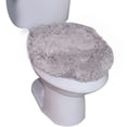 thumbnail image 3 of Soft Microfiber Bathroom Toilet Lid Cover, Machine Washable Seat Covers, Stays in Place Rubber Backing, Fits Most Round, Elongated and Oblong Lids, Home Decor Accessories, 18x18, Grey, 3 of 9