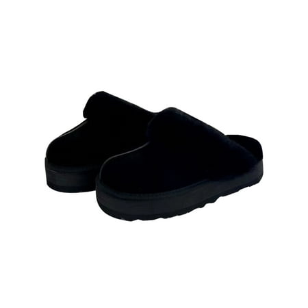 

Fangasis Ladies House Shoes Platform Fluffy Slippers Closed Toe Winter Warm Slipper Women Fuzzy Shoe Casual Comfort Slip On Black 6