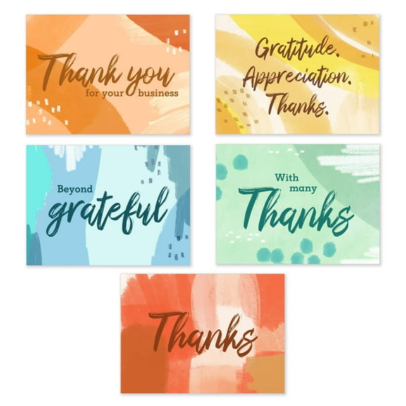 Hallmark Business Bulk Assorted Blank Thank You Notecards (Vibrant Watercolor Patterns), 50 ct.