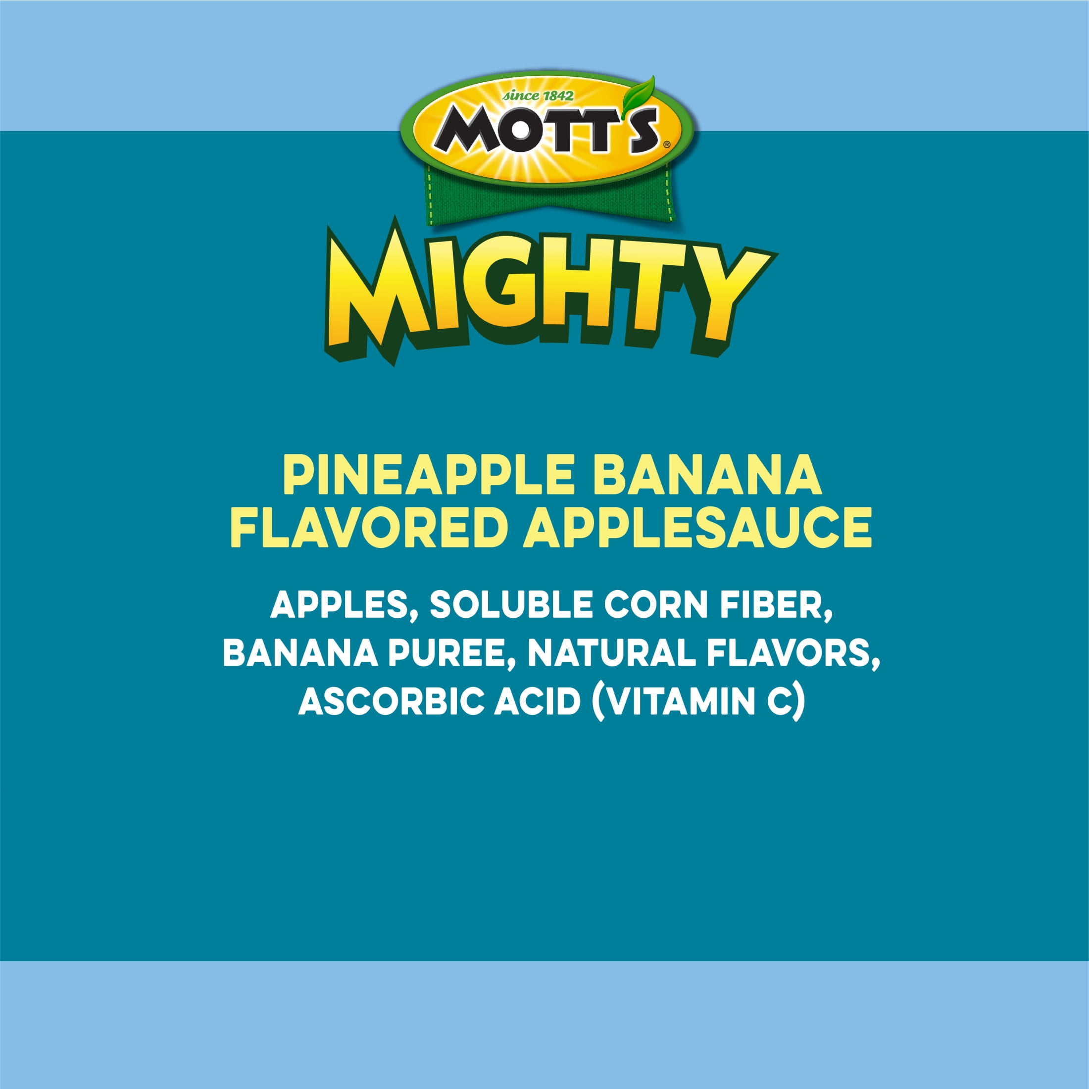 Mott's Mighty No Sugar Added Pineapple Banana Applesauce, 3.9 oz, 6 Count Cups