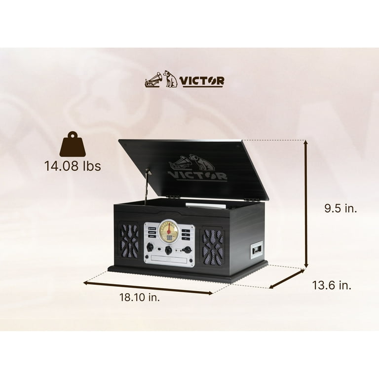 VICTOR State 7-in-1 Turntable Music Center with 3-Speed Record