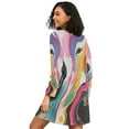 thumbnail image 2 of FORMRS Womens Long Sleeve Nightgowns Crew Neck Sleep Shirt Soft Pajamas Sizes S-3XL, Colorful Black, 2 of 8