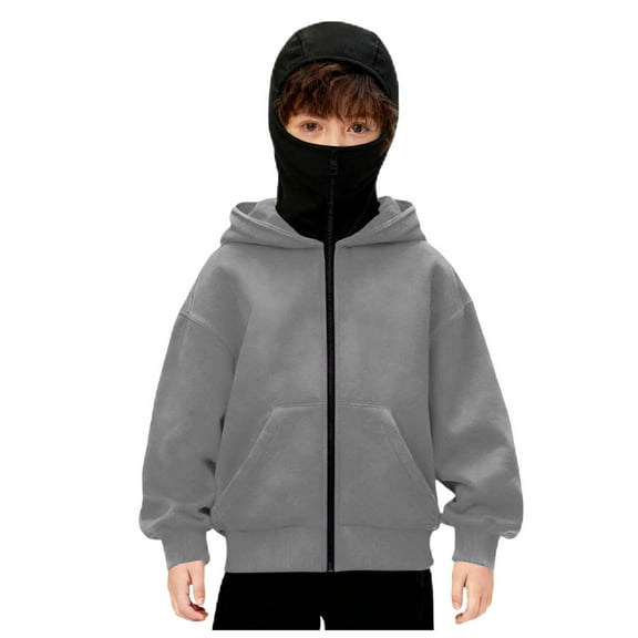 Hoodie With Mask Hoodie With Mask Built In Oversized Full Zipper Hooded Sweatshirt Jacket
