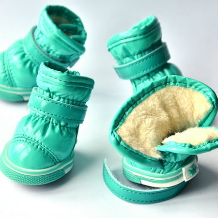 4 Pcs/Sets Waterproof Winter Dog Shoes For Small Dogs Warm Fleece Puppy Pet Snow Boots Chihuahua Yorkie Teddy Shoes