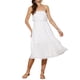 thumbnail image 1 of Vestido midi de verano sin mangas de encaje con cinturón para mujer L blanco, 1 of 6