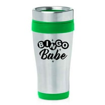 16oz Insulated Stainless Steel Travel Mug Coffee Mug Tumbler Bingo Babe (Green)