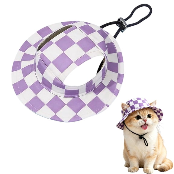 Dog Sun Hat, Dog Baseball Cap with Ear Holes & Adjustable Rope, Summer Travel Beach Pet Sun Hat Breathable Lightweight for All Day Comfort (Purple Pink,L)