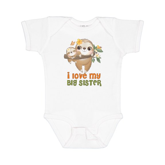 Inktastic Sloth I Love My Big Sister Boys or Girls Baby Bodysuit