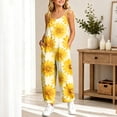 thumbnail image 5 of dazeni Girls Sleeveless Jumpsuits Fashion Tie Dye Romper Wide Leg Pants Casual Summer Boho Spaghetti Straps Overalls with Big Pockets Yellow 5-6 Years, 5 of 9