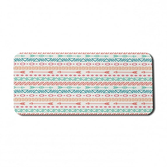 Arrow Computer Mouse Pad, Maya Pattern and Triangle Geometric Shapes Native Heritage Graphic Art, Rectangle Non-Slip Rubber Mousepad X-Large, 35" x 15" Gaming Size, Multicolor, by Ambesonne