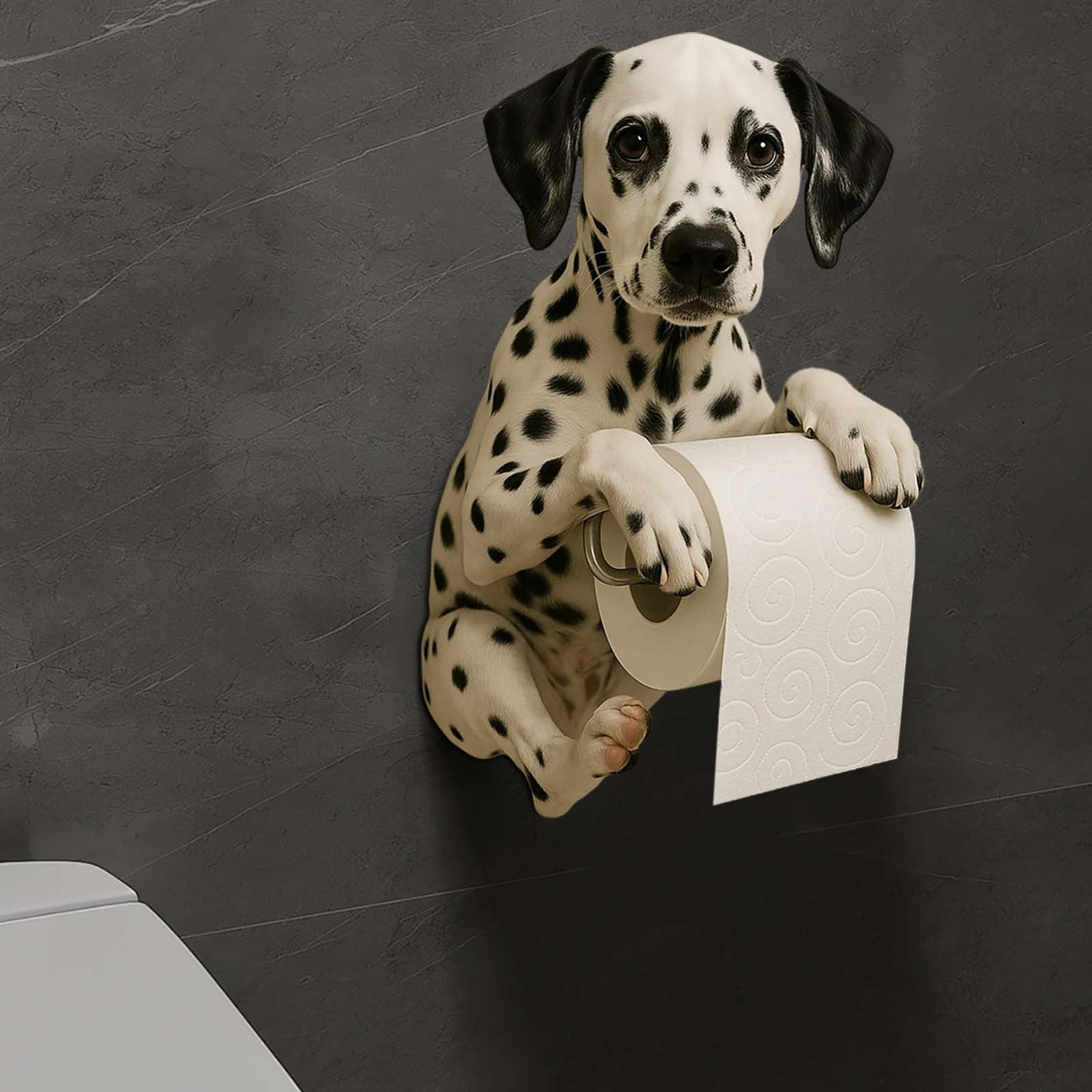 Dog Toilet Paper Holder Resin Wall-Mounted Animal Theme Bathroom Functional Decor Novelty Sculpture Home Restroom Tissue Dispenser 6.3x4.72x8.66in