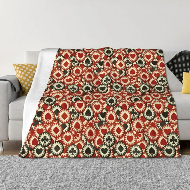 Fotbe Poker Chips Manta de Franela con Estampado, Manta Ultrasuave para Cama, Sofá, Auto, Hipoalergénica y Antibolitas-80"x60"