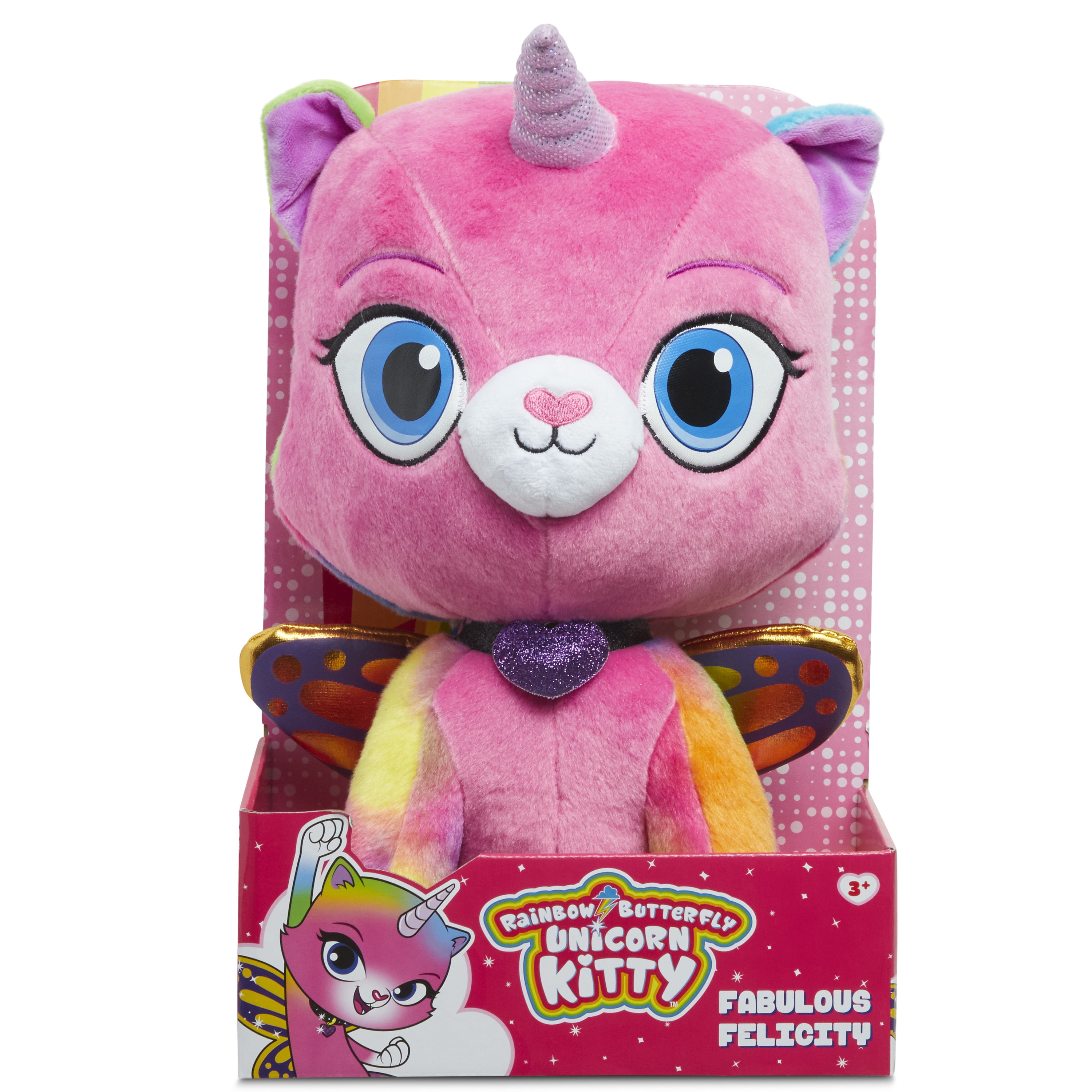 RAINBOW FLUFFIES 12" INCH PLUSH UNHIDE THE RAINBOW INSIDE PINK KITTY CAT NEW 