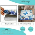 thumbnail image 3 of Elastic Edge Square Fitted Tablecloth, Blue White Flower Butterflies Polyester Table Cover, for Indoor Outdoor Kitchen Home Party Dinner Patio, Fit for 32" x 32"Square Table, 3 of 4