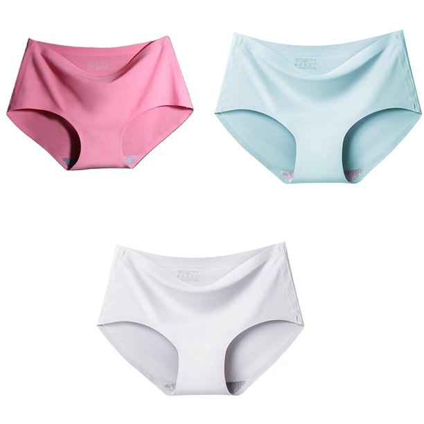 Bragas de seda de hielo sin costuras para mujer, ropa interior cómoda de talla grande, M-XXL de cintura media, múltiples opciones de Color, lencería, 3 uds./Set