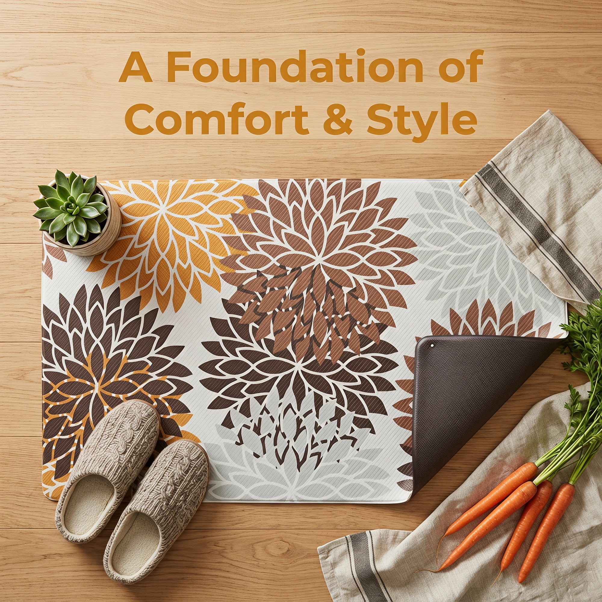 Unique Bargains Ergonomic Kitchen Mats Orange 30" x 17"