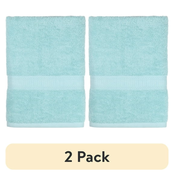 (2 pack) Mainstays Basic Bath Sheet,Soft 100% Cotton and Highly Absorbent Bath Sheet, Aqua