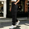 thumbnail image 2 of ZHYou No Boundarie Pull On Cargo Pants for Women Plus Size Cuffed Leg Tummy Control Outdoor Hiking Pants with Multi Pockets,Black,Size L, 2 of 8