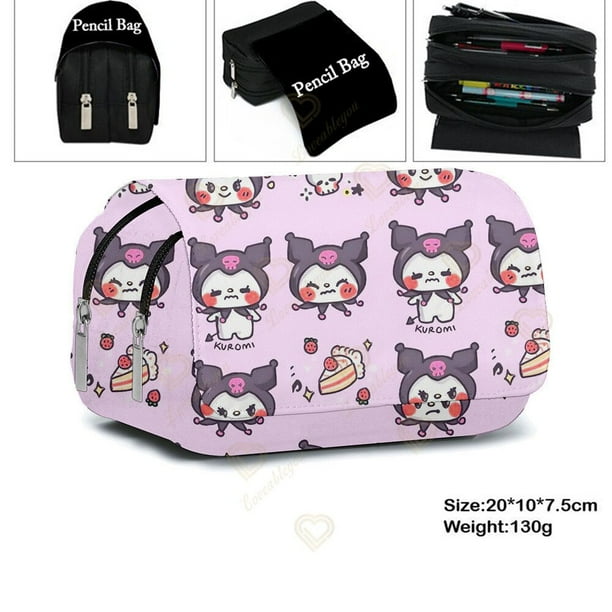 Sanrio-estuche de lápices Kawaii Hello Kitty Cinnamoroll Kuromi My Melody Purin Dog, bolsa de lápices, suministros escolares, papelería