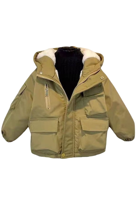 Kids Boys Coats Winter Boy's Water Resistant Winter Coats Warm Fleece Lined Outwear Windbreaker Ski Jacket 5T 6T (Khaki,5-6 Years)