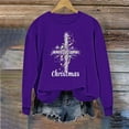 thumbnail image 5 of Ounisa Womens Crewneck Sweatshirt Long Sleeve Christmas Cross Print Terry Casual Cute Pullover Top Sweater, 5 of 6