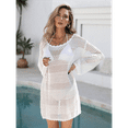 thumbnail image 6 of Women Swimsuit Crochet Swim Cover Up 2025 Summer Bathing Suit Swimwear Mesh Knit Beach Dress Vacation Outfits White M, 6 of 7