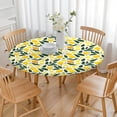 thumbnail image 3 of Yellow Lemon Fruits GreenLeaves Pattern Round Fitted Tablecloth with Elastic Edge,Dining Table Cover Waterproof,Outdoor Round Tablecloth for Camping,Dining,Indoor and Outdoor, 3 of 7