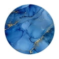 thumbnail image 4 of PIKWEEK Outdoor Picnic Camping and Indoor Kitchen Dining Party Round Tablecloth Gold and Blue Abstract Art White, 4 of 8