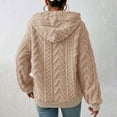 thumbnail image 7 of Women's Textured Knit Sweater Hooded Long Sleeve Pullover Warm Comfortable Winter Top Khaki M, 7 of 7