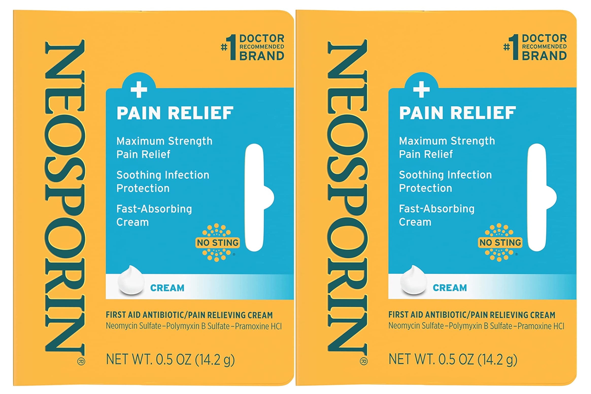 2 Pack Neosporin Maximum Strength Antibiotic + Pain Relief Cream 0.5oz Each
