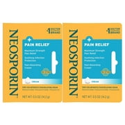 Neosporin + Maximum-Strength Pain Relief Dual Action Cream, First Aid Topical Antibiotic & Analgesic Cream for Wound Care of Minor Cuts, Scrapes & Burns, Polymyxin B & Pramoxine HCl, .5 oz (Pack of 2)