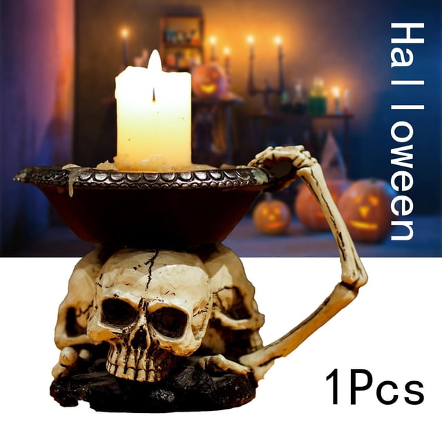 Portavelas de Halloween Soledad Difusor de aceites esenciales Soporte de luz de té esqueleto