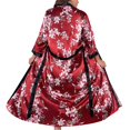 thumbnail image 3 of EFINNY Women's Plus Size Floral Print Robe Long Sleeve Satin Silk Long Nightgown Bathrobe for Bridesmaid Wedding Party Loungewear, 3 of 6