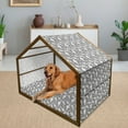 thumbnail image 2 of Gecko Pet House, Ornate Boho Motifs on Lizards with Tropical Palm Leaves Background, Outdoor & Indoor Portable Dog Kennel with Pillow and Cover, 5 Sizes, Pale Grey White, by Ambesonne, 2 of 4