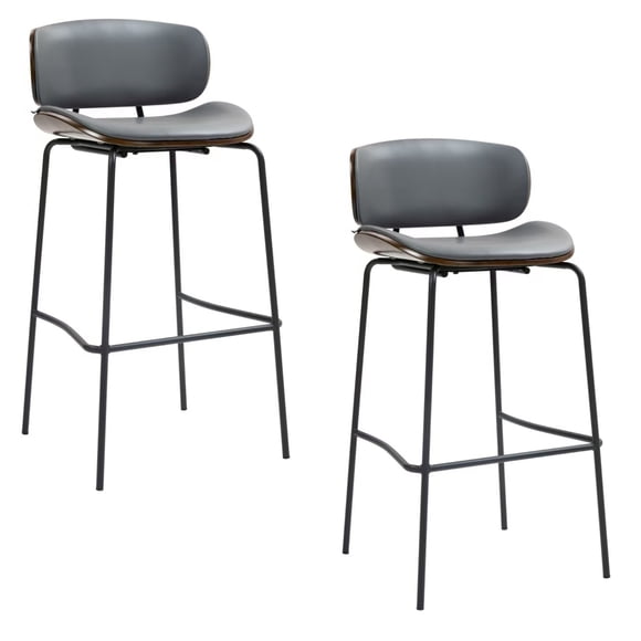Set de 2 Bancos Altos para Barra con Respaldo – Estructura Metálica y Asiento Acolchado