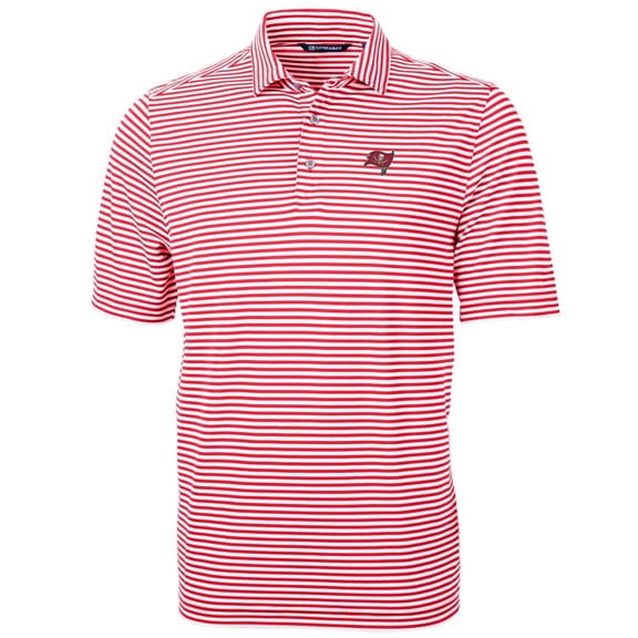 Men's Cutter & Buck Red Tampa Bay Buccaneers Big & Tall Virtue Eco Pique Stripe Recycled Polo