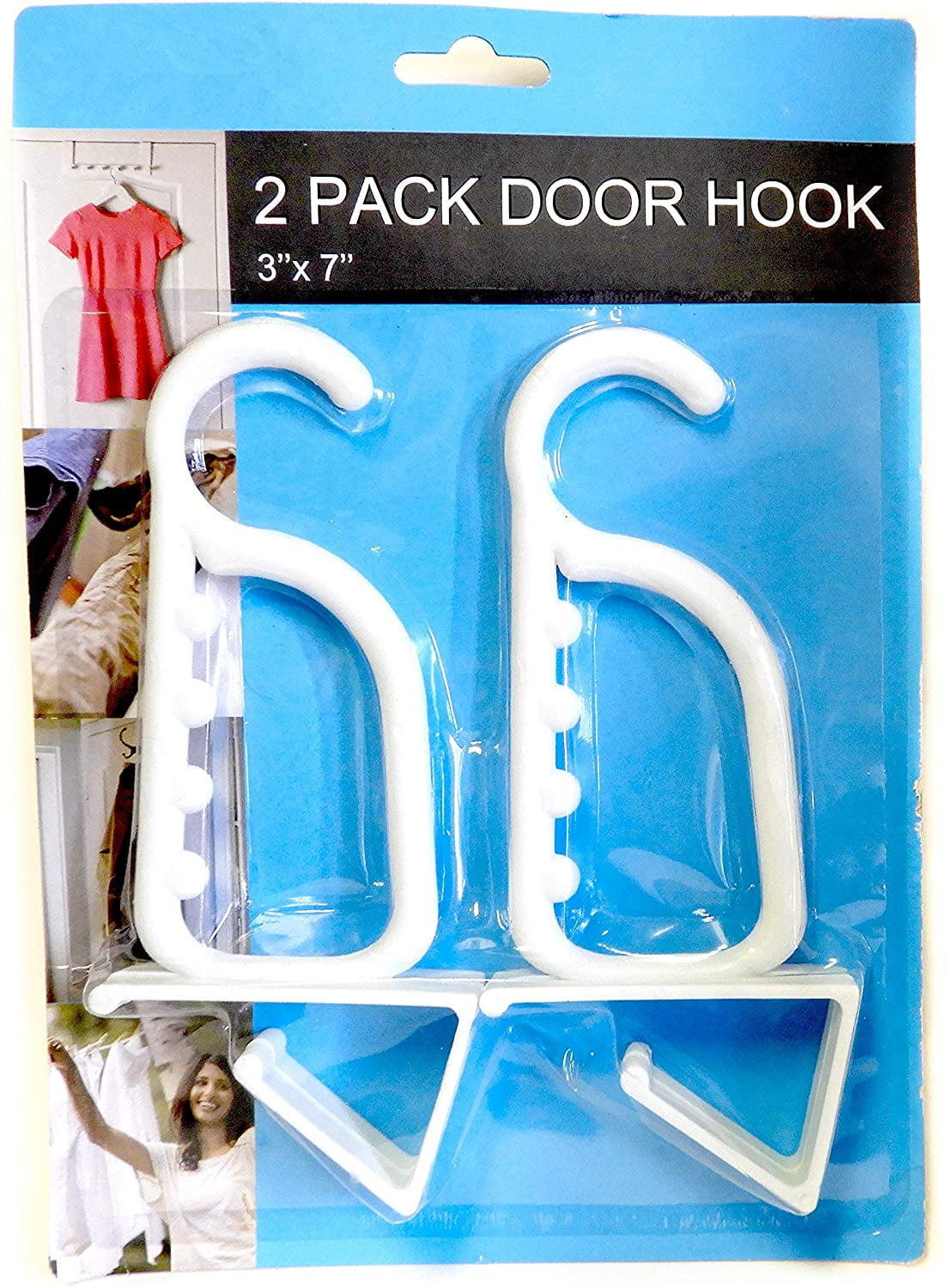 Evelots Over The Door Hooks for Standard Doors, 2 Pack Heavy Duty