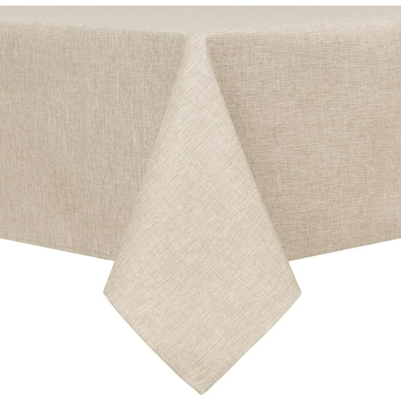 Faux Linen Rectangle Tablecloth - Wrinkle and Stain Resistant Washable Table Cloth for Kitchen Dining Room Holiday Table Cover for Party Dinner, Beige