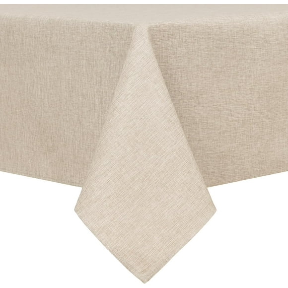 Mantel Rectangular de Lino Sintético Color Beige 54x80 Pulgadas Resistente a Arrugas y Manchas para Comedor Fiestas y Uso Diario
