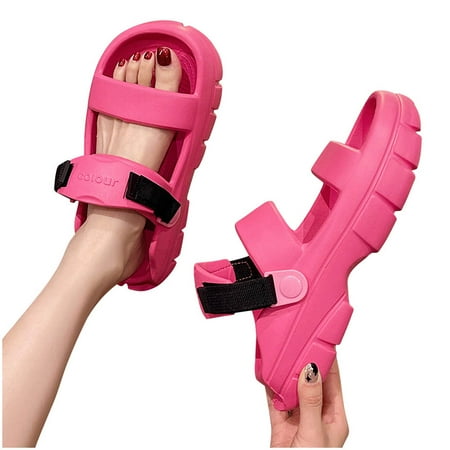 

Zanvin Womens Sandals Clearance Women Men Anti-Slip Couple Sandals Open Toe Summer Slippers Casual Beach Shoes Pink 40-41
