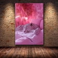 thumbnail image 2 of Mudket Sleeping White Leopard Framed Canvas Wall Art, Cute Girly Pink Leopard Wall Art Jungle Decor for Girls Bedroom, Dorm Room, Bathroom, Ready to Hang - 12"L x 8"W, 2 of 10