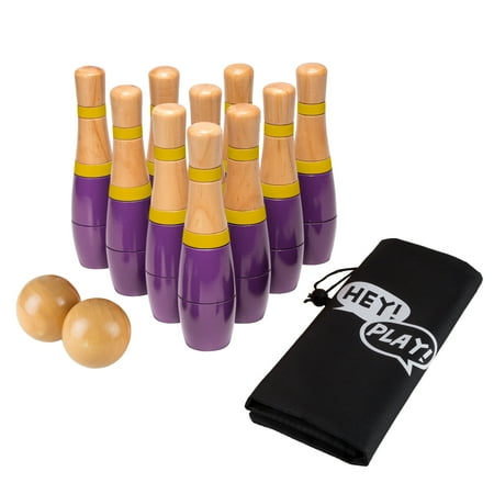Hey Play M350079 8 in. Lawn Bowling Skittle Ball Indoor & Outdoor Game, Purple & Yellow