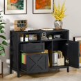 thumbnail image 2 of Lateral File Cabinet with 2 Drawers and Door, Farmhouse File Cabinet for A4/Letter Size Hanging Files, Large Wood File Storage Cabinets Printer Stand with Open Space for Home Office Furniture, Black, 2 of 14